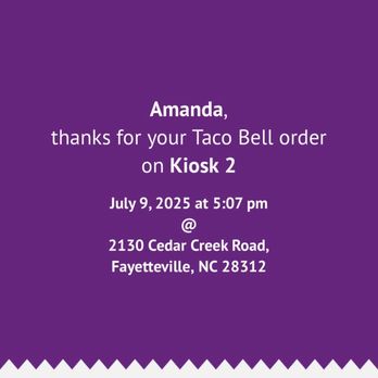 Taco Bell - Time stamp and order - Fast Food Near Me - Fayetteville, North Carolina