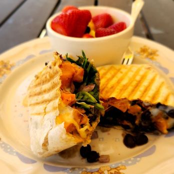 Be Well Bakery & Cafe - Black bean sweet potato burrito with a side of delicious ripe fruit! - Coffee & Tea Near Me - Richboro, Pennsylvania Be Well Bakery & Cafe - Black bean sweet potato burrito with a side of delicious ripe fruit! - Coffee & Tea Near Me - Richboro, Pennsylvania