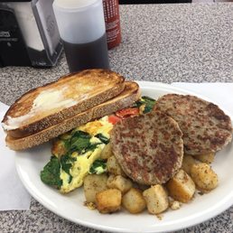 Greek omelet breakfast with a side of Turkey sausage -- loved it. Greek omelet breakfast with a side of Turkey sausage -- loved it.