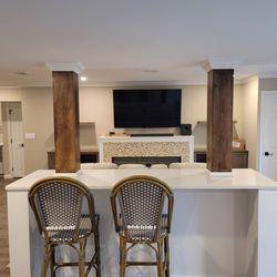 Core Remodeling Services - Basement Remodel - Southborough MA Kitchen, Half Bath, living room areal!