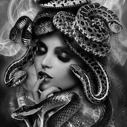 Kustom Airbrush & Tattoo By Minh - Airbrush on canvas by Minh Hang Titled snake queen.