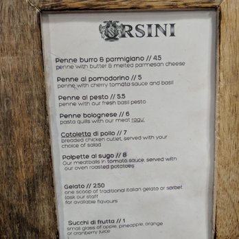 Orsini - Kids menu - Italian Near Me - London, XGL
