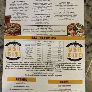 Barrel District - Menu - Pizza Near Me - Cathedral City, California Barrel District - Menu - Pizza Near Me - Cathedral City, California