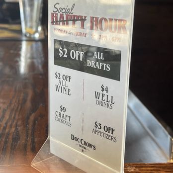Doc Crow's Social - Happy hour specials - Comfort Food Near Me - Lexington, Kentucky