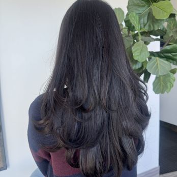 Hair Jin Studio - Long layers in a U-shape styled with c-curls - Hair Salons Near Me - Tustin, California Hair Jin Studio - Long layers in a U-shape styled with c-curls - Hair Salons Near Me - Tustin, California