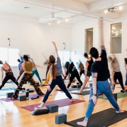 JP Centre Yoga - Reverse Warrior in a Mixed Levels class #yoga #bostonyoga #bestofboston