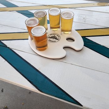 Project Halo Brewing - three glasses of beer on a table - Breweries Near Me - Fulshear, Texas
