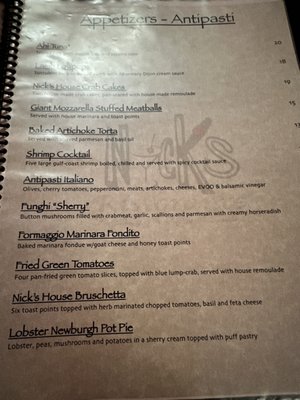 Menu photo 2 Nick's Ristorante Huntsville, AL Menu photo 2 Nick's Ristorante Huntsville, AL
