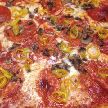 New York Pizza - Pepperoni mushroom and banana pepper pizza. - Pizza Near Me - Fleming Island, Florida New York Pizza - Pepperoni mushroom and banana pepper pizza. - Pizza Near Me - Fleming Island, Florida