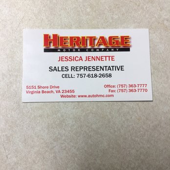 Heritage Motor Company - She's the best! I'd definitely recommend her to family and friends! - Car Dealers Near Me - Virginia Beach, Virginia Heritage Motor Company - She's the best! I'd definitely recommend her to family and friends! - Car Dealers Near Me - Virginia Beach, Virginia