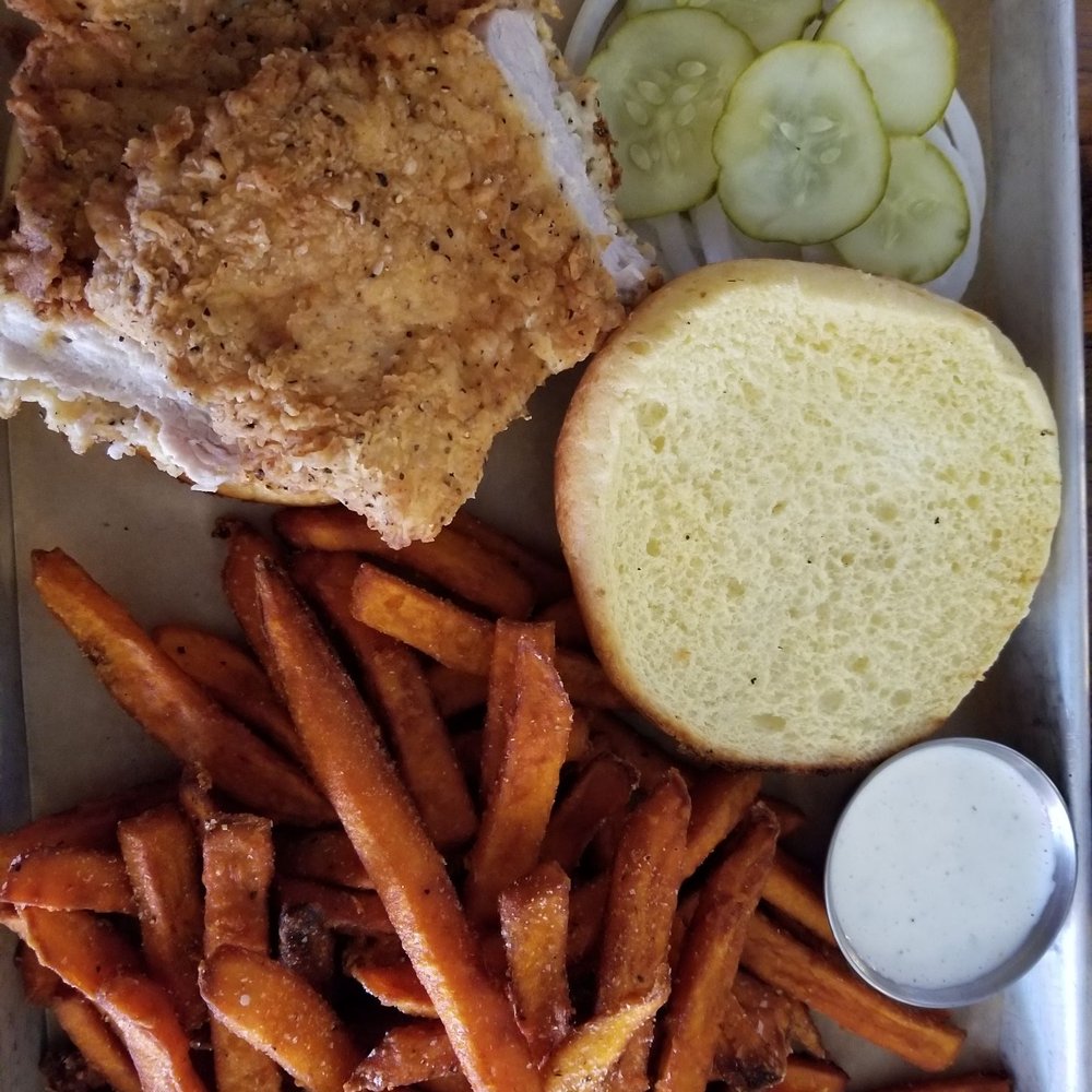 Stagecoach - Pork tenderloin sandwich, Horsehoe, & cornbread casserole - American Near Me - Lockport, Illinois