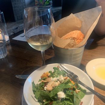 Barcelona Wine Bar - Butternut squash salad (half), bread, cava - Wine Bars Near Me - Dallas, Texas