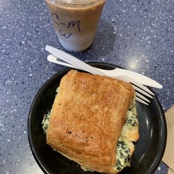 Black Bear Cafe - Spinach and Ricotta Croissant and Caramel Macchiato