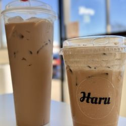 Haru - Biscoff latte and caramel milk tea