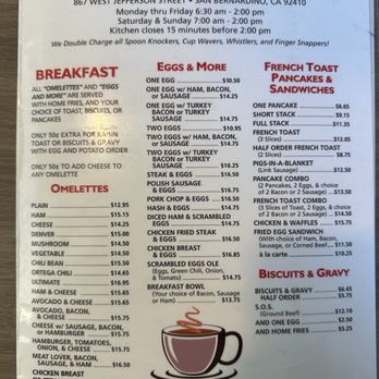 Alice's Restaurant - Menu page 1/4 - Breakfast & Brunch Near Me - San Bernardino, California