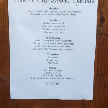 Fisher's Cafe - Weekly dinner specials. - Cafes Near Me - Hasbrouck Heights, New Jersey