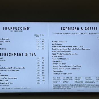 Starbucks - Menu - Coffee & Tea Near Me - San Antonio, Texas Starbucks - Menu - Coffee & Tea Near Me - San Antonio, Texas