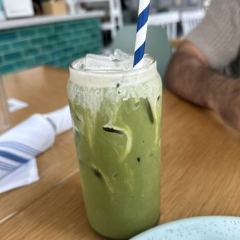 Bluestone Lane Tysons Boro Café - Iced Lavender Matcha Latte - Coffee & Tea Near Me - Mclean, Virginia