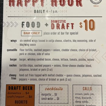 OAK'D BBQ - Happy Hour menu - Barbeque Near Me - Addison, Texas