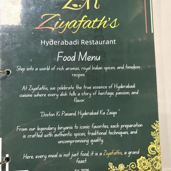 Ziyafath's - Menu as of 9/3/2026 - Indian Near Me - Sacramento, California Ziyafath's - Menu as of 9/3/2026 - Indian Near Me - Sacramento, California
