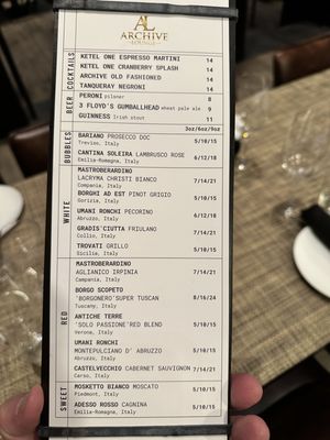 Menu photo 1 Archive Lounge Chicago, IL