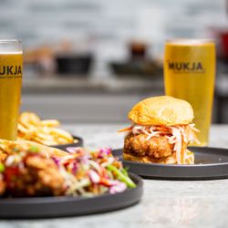 Mukja Korean Fried Chicken - Bird on a Bun= martins potato buns+ fried chicken thigh+ pickled veggies+ comeback sauce