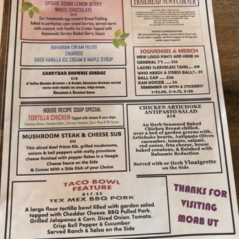 Trailhead Public House & Eatery - Sweets and Specials - Burgers Near Me - Moab, Utah
