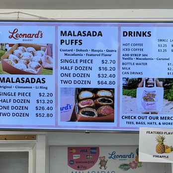 Leonard's Bakery - Menu from 02/24/2026 - Bakeries Near Me - Honolulu, Hawaii Leonard's Bakery - Menu from 02/24/2026 - Bakeries Near Me - Honolulu, Hawaii