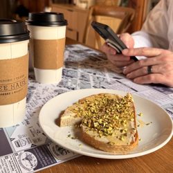 Kaffee Haus - Coffee and pistachio goat honey toast!!