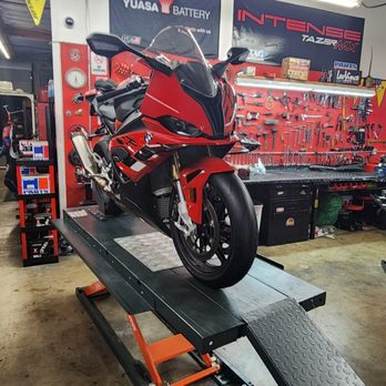 Unique Cycles - West Coast - 2023 BMW s1000rr on the Stand while getting my tires changed. - Motorcycle Repair Near Me - Monrovia, California Unique Cycles - West Coast - 2023 BMW s1000rr on the Stand while getting my tires changed. - Motorcycle Repair Near Me - Monrovia, California