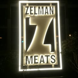 Beautiful sign, cool logo at Zelman Meats