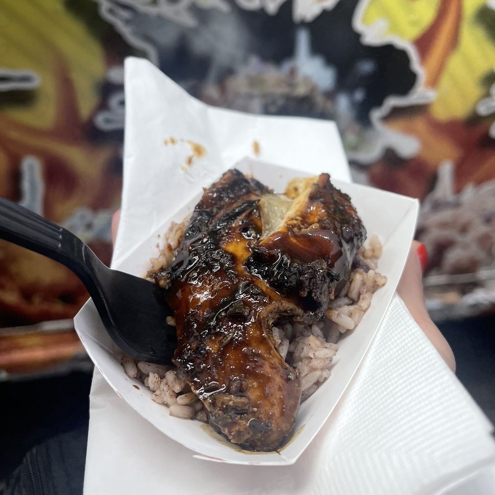 The Original Caribbean King - Sample of the jerk chicken - Food Trucks Near Me - Brooklyn, New York