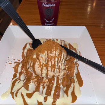 Halleez - Pomegranate juice and Lotus bubble waffle - Desserts Near Me - Buffalo, New York Halleez - Pomegranate juice and Lotus bubble waffle - Desserts Near Me - Buffalo, New York