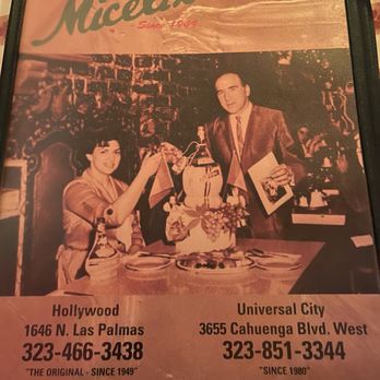 Miceli's Italian Restaurant - Menu - Italian Near Me - Los Angeles, California