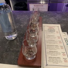 Tasting glasses and menu