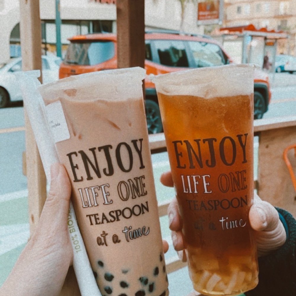 Teaspoon - House Milk Tea with Honey Boba & Lychee on Lychee - Desserts Near Me - San Francisco, California Teaspoon - House Milk Tea with Honey Boba & Lychee on Lychee - Desserts Near Me - San Francisco, California