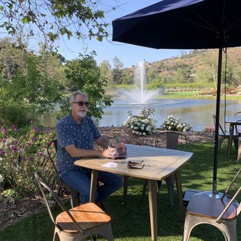 Monserate Winery - Outdoor seating facing the fountain - Wineries Near Me - Fallbrook, California