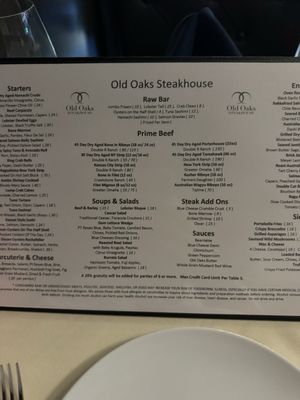 Menu photo 2 Old Oaks Steakhouse Thousand Oaks, CA