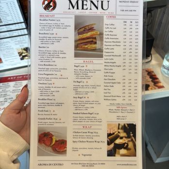 Aroma di Roma Centro - Menu (front) - Coffee & Tea Near Me - Long Beach, California