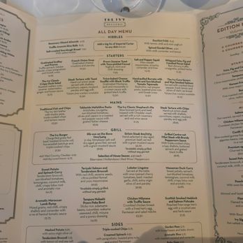 The Ivy Spinningfields Manchester - Menu - British Near Me - Manchester, XGM