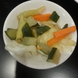 Peppercorns Kitchen - Complimentary pickled veggie appetizer- very spicy!
