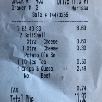 Taco John's - the receipt for the restaurant - Mexican Near Me - Bellevue, Nebraska Taco John's - the receipt for the restaurant - Mexican Near Me - Bellevue, Nebraska