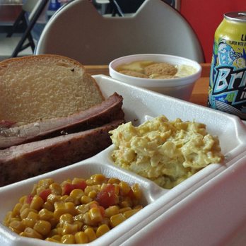 C&C  BBQ - Wonderfully smoked ribs, corn with diced tomato, potato salad, banana pudding, obligatory tea. - Barbeque Near Me - Bryan, Texas