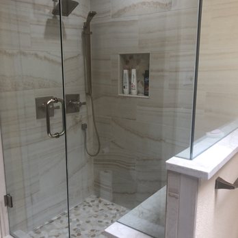 Nexus4 Solutions - The shower was enlarged with a niche and a bench. The glass surround is very heavy and beautifully installed. - Flooring Near Me - North Richland Hills, Texas Nexus4 Solutions - The shower was enlarged with a niche and a bench. The glass surround is very heavy and beautifully installed. - Flooring Near Me - North Richland Hills, Texas