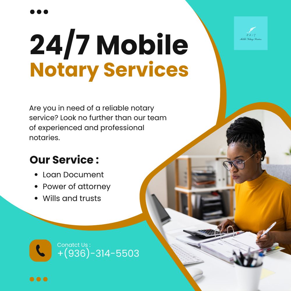 24/7 MOBILE NOTARY SERVICE Updated April 2024 Request a Quote New