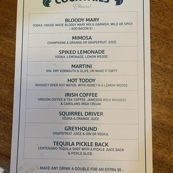 Squirrel's Tavern - Brunch drink menu - Bars Near Me - Corvallis, Oregon