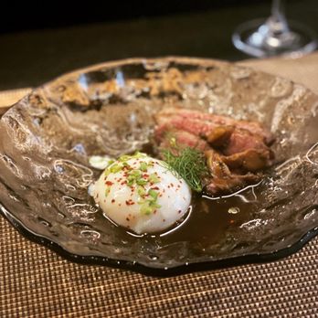 Yo Nashi - Seared duck with 60 degree egg. - Sushi Bars Near Me - New Orleans, Louisiana Yo Nashi - Seared duck with 60 degree egg. - Sushi Bars Near Me - New Orleans, Louisiana