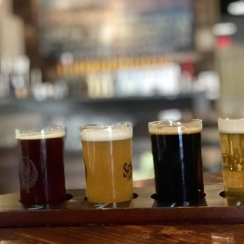 Schoolhouse Brewing - A flight (listed from left to right) #3 - Booga Wooga  #4 - American Ninja Warrior  #11 - Gingerbread Stout  #18 - Slow Lane Heffe - Breweries Near Me - Marietta, Georgia