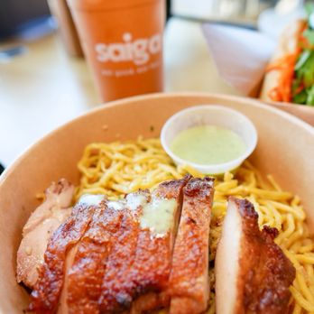 Saiga Vietnamese Eatery - Garlic Noodles with BBQ Chicken - Vietnamese Near Me - Orange, California
