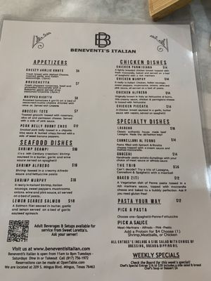 Menu photo 4 Beneventi’s Italian Restaurant Mingus, TX